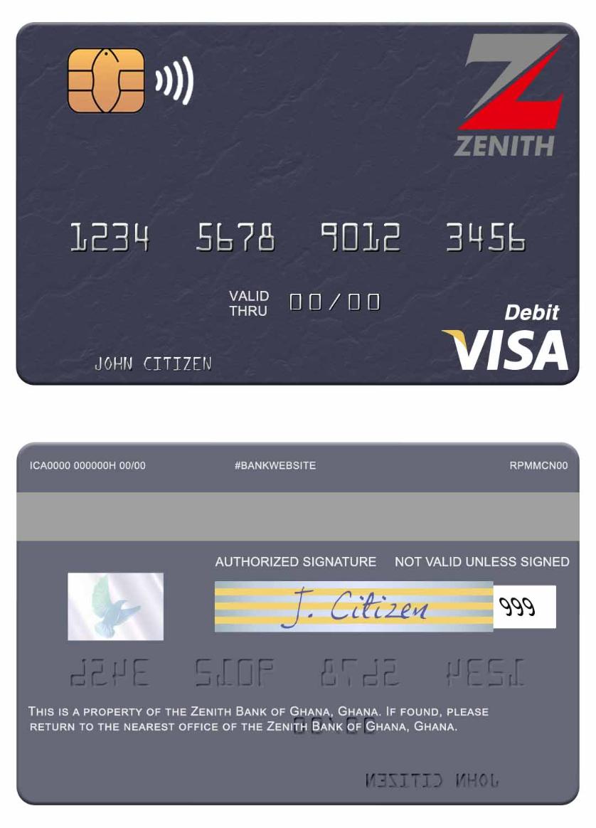 Ghana Zenith Bank of Ghana visa debit card